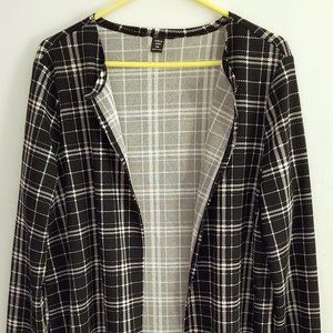 SHEIN Plus Plaid Print Open Front Coat